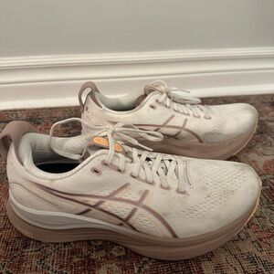 ASICS Women's White and Light Pink Trainer Shoes